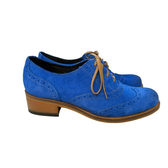 Girotti Women's Custom Made Blue Suede Oxford Heels Size 38 Made in Italy EUC - Picture 3 of 9